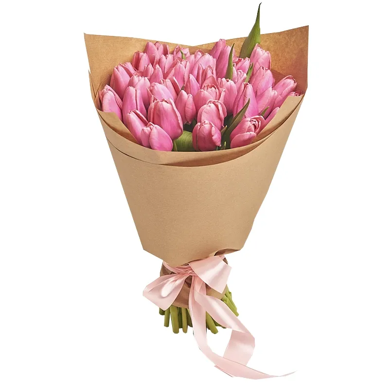 Букет из 51 розового тюльпана