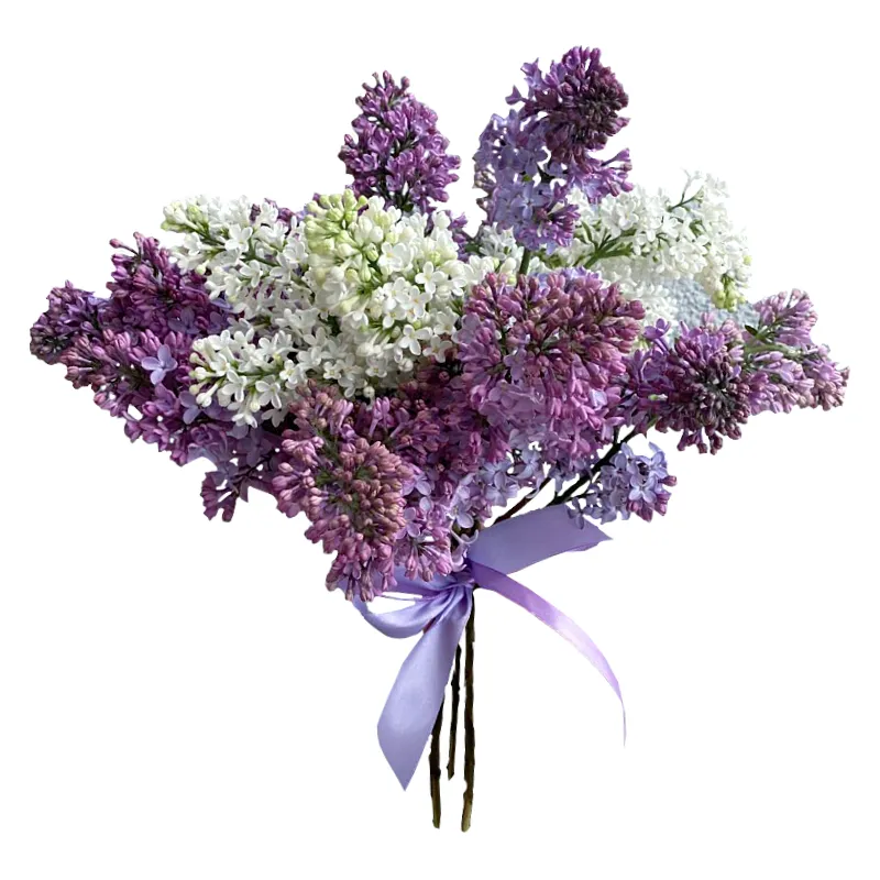 Букет из бело-фиолетовой сирени
